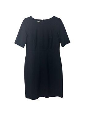 ✨3/$30 Talbots 6P Black Sheath Dress Short Sleeve Career Office Back Zipper